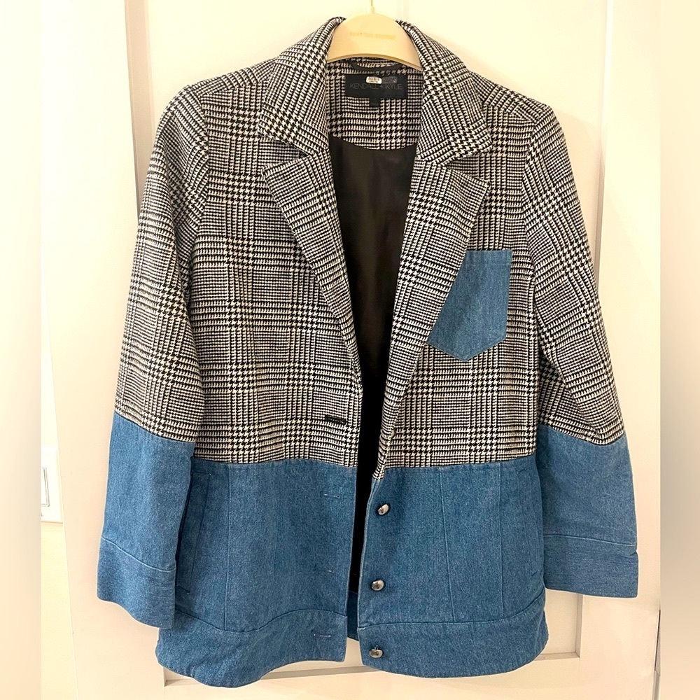 Kendall & Kylie Houndstooth denim blazer